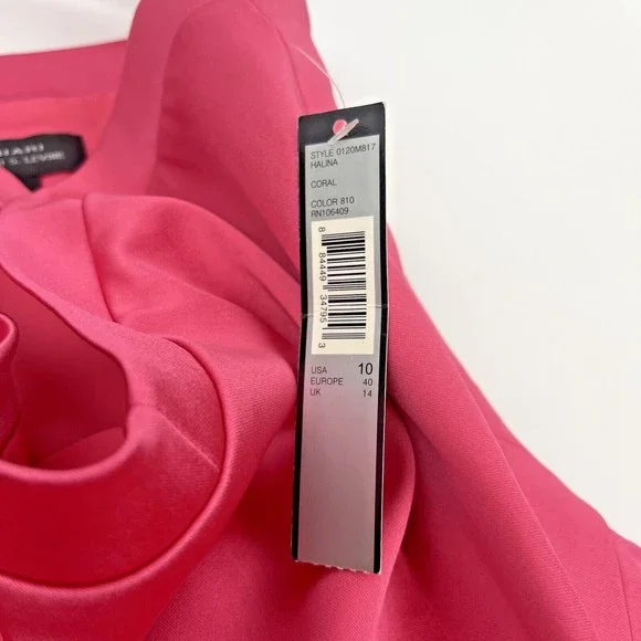 Tahari Pink Satin Dress Womens Size 10‎ NWT Spaghetti Strap Barbiecore Dress D52 - Picture 4 of 14